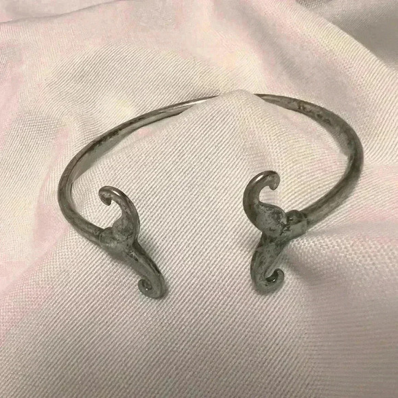 Vintage .925 Sterling Silver mustache Bangle Bracelet rare 15g - Picture 1 of 6